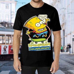 Brand New Black Graphic SpongeBart SquareShorts Tee